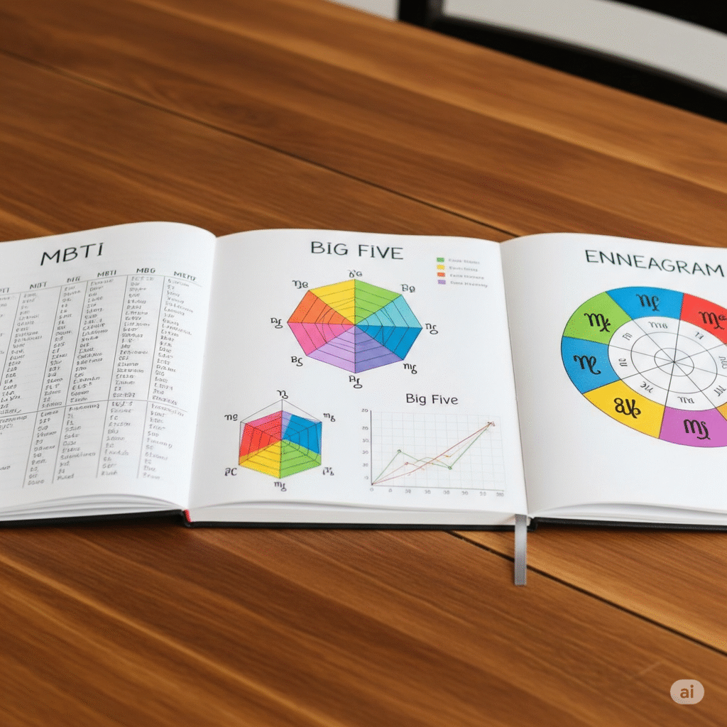 Guia Visual dos Tipos Psicológicos: MBTI, Big Five e Eneagrama Lado a Lado